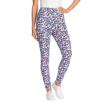 Woman Within Plus Size Petite Stretch-Cotton Knit Pull-On Printed Leggings