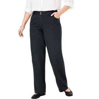 Woman Within Plus Size Perfect Wide-Leg All-Cotton Denim Five-Pocket Jeans