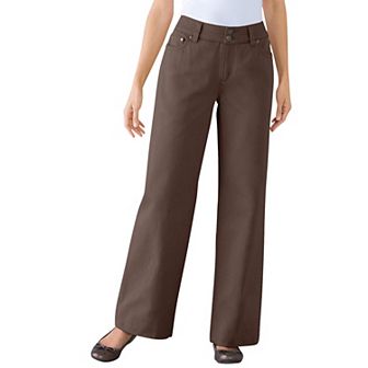Woman Within Plus Size Perfect Wide-Leg All-Cotton Denim Five-Pocket Jeans