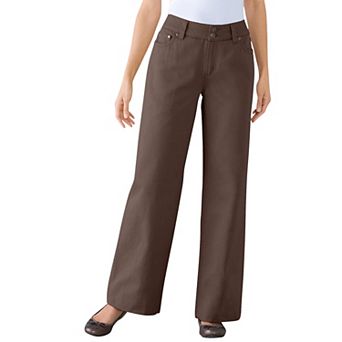 Woman Within Plus Size Perfect Wide-Leg All-Cotton Denim Five-Pocket Jeans