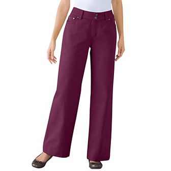 Woman Within Plus Size Perfect Wide-Leg All-Cotton Denim Five-Pocket Jeans