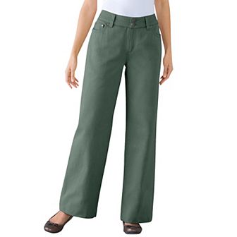 Woman Within Plus Size Perfect Wide-Leg All-Cotton Denim Five-Pocket Jeans