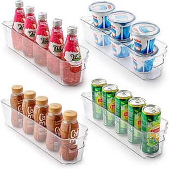 Zulay Kitchen 4 Pack Narrow Clear Refrigerator Organizer Bins