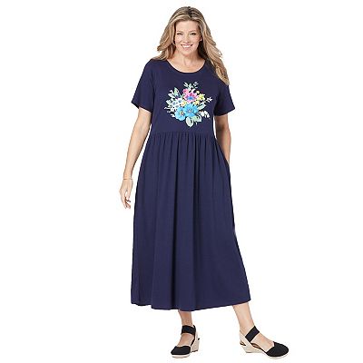 Woman Within Women s Plus Size Short sleeve Scoopneck Empire Waist Dress