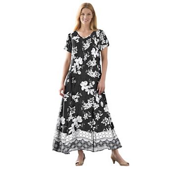 Woman Within Plus Size Short-Sleeve Crinkle Dress