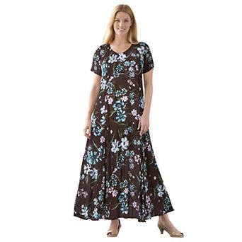 Woman Within Plus Size Short-Sleeve Crinkle Dress