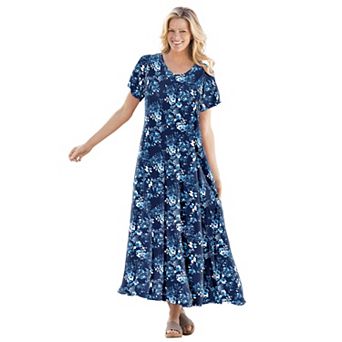 Woman Within Plus Size Short-Sleeve Crinkle Dress