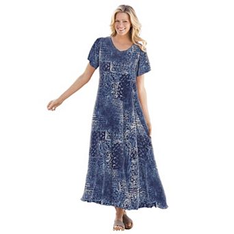 Woman Within Plus Size Short-Sleeve Crinkle Dress