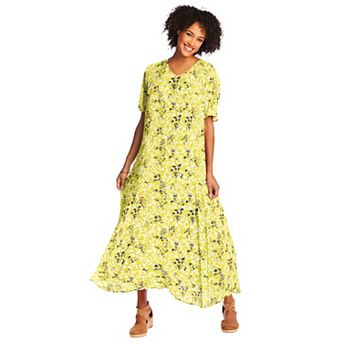 Woman Within Plus Size Short-Sleeve Crinkle Dress