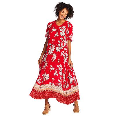 chinese dress ladies Woman Within Plus Size Mixed Print Maxi Dress
