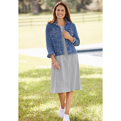 Woman Within Women's Plus Size Perfect Short-Sleeve Crewneck Tee Dress