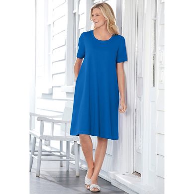 Woman Within Plus Size Perfect Short-Sleeve Crewneck Tee Dress