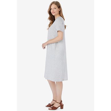 Woman Within Plus Size Perfect Short-Sleeve Crewneck Tee Dress