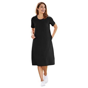 Woman Within Plus Size Perfect Short-Sleeve Crewneck Tee Dress
