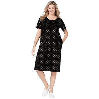 Woman Within Plus Size Perfect Short-Sleeve Crewneck Tee Dress