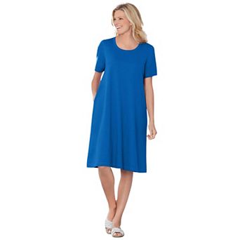 Woman Within Plus Size Perfect Short-Sleeve Crewneck Tee Dress