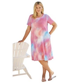 Woman Within Plus Size Perfect Short-Sleeve Crewneck Tee Dress