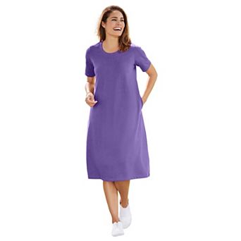 Woman Within Plus Size Perfect Short-Sleeve Crewneck Tee Dress