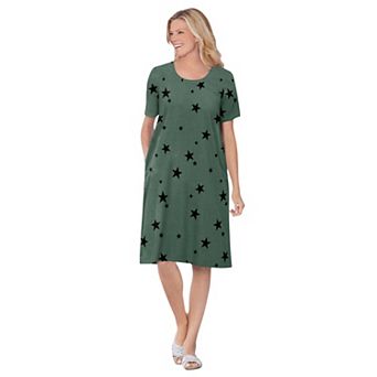 Woman Within Plus Size Perfect Short-Sleeve Crewneck Tee Dress
