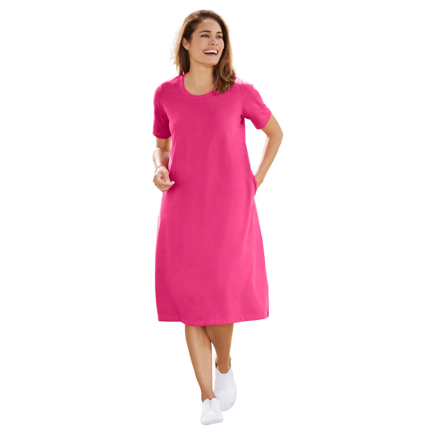 Женское платье Woman Within Plus Size Perfect Short-Sleeve Crewneck Tee, цвет: Яркий кобальтовый