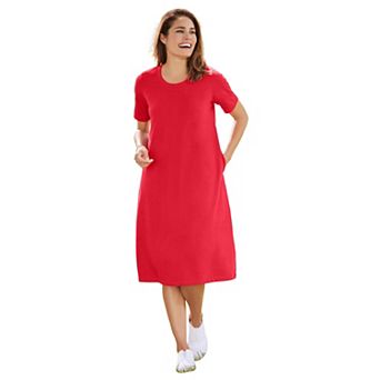 Woman Within Plus Size Perfect Short-Sleeve Crewneck Tee Dress