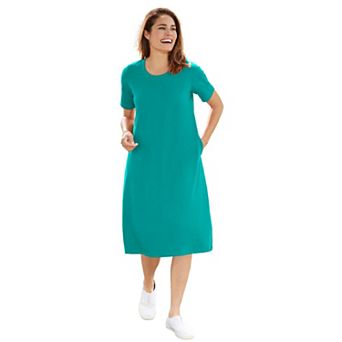 Woman Within Plus Size Perfect Short-Sleeve Crewneck Tee Dress