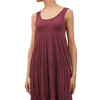 Ellos Plus Size Stretch Knit Scoop Neck Sleeveless Tiered Maxi Dress