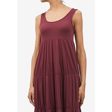 Ellos Plus Size Stretch Knit Scoop Neck Sleeveless Tiered Maxi Dress