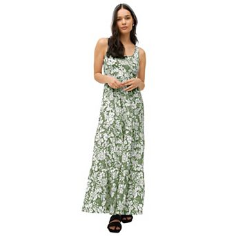 ellos Plus Size Stretch Knit Scoop Neck Sleeveless Tiered Maxi Dress