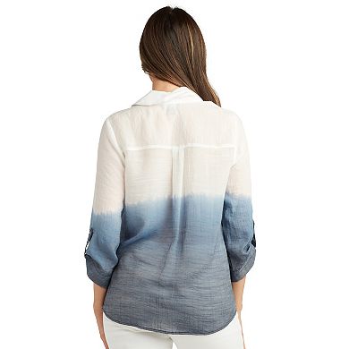 Petite AB Studio Dip Dye Collared Shirt