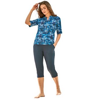 Swim 365 Women's Plus Size Three-quarter Sleeve Swim Tee