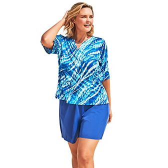 Swim 365 Women's Plus Size Three-quarter Sleeve Swim Tee