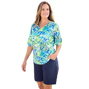 Swim 365 Women's Plus Size Three-Quarter Sleeve Swim Tee