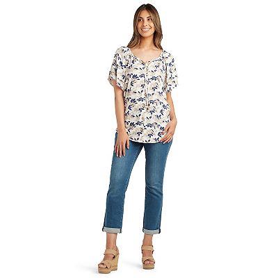 売れ筋商品|||アンクライン カットソー トップス レディース Plus Size Split-Neck Flutter-Sleeve Button-Front Blouse White Dove Anne Klein Womens Nehru Linen Blend Split Neck Tunic Top