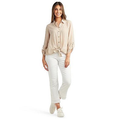 Women's AB Studio Button-Down Crochet Yoke Tunic