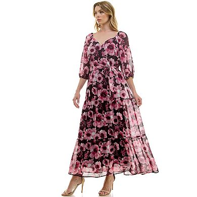 Women's Luxology Elbow Sleeve Tiered Maxi Dress