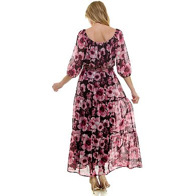 Women's Luxology Elbow Sleeve Tiered Maxi Dress