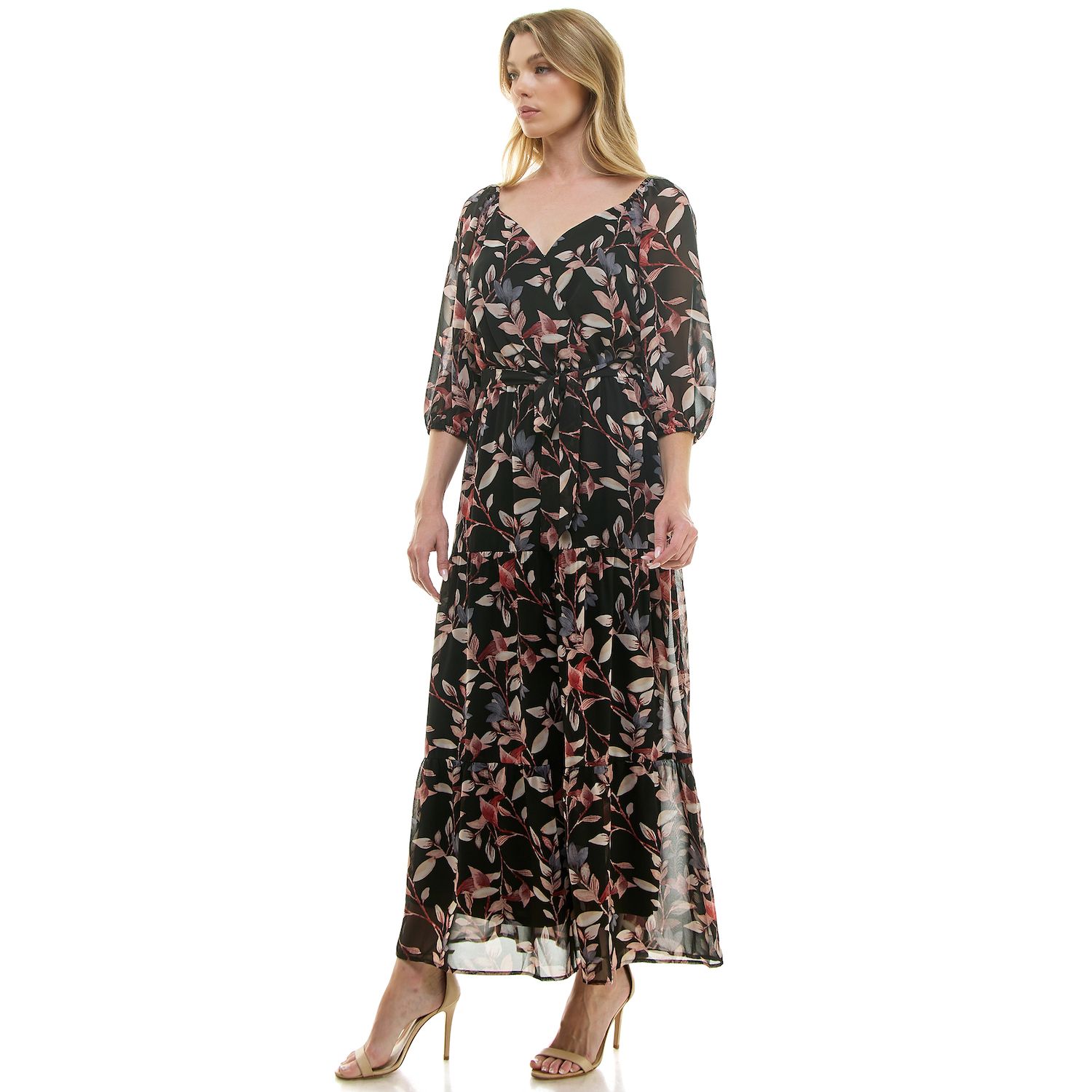 Женское платье Luxology Elbow Sleeve Tiered Maxi, цвет: Чёрный кирпичный серый
