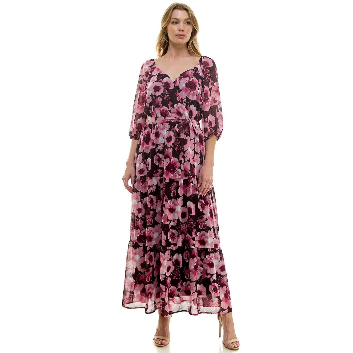 Женские платья Luxology Elbow Sleeve Tiered Maxi Dress