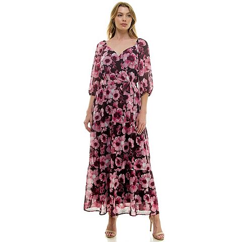 Женские платья Luxology Women's Luxology Elbow Sleeve Tiered Maxi Dress