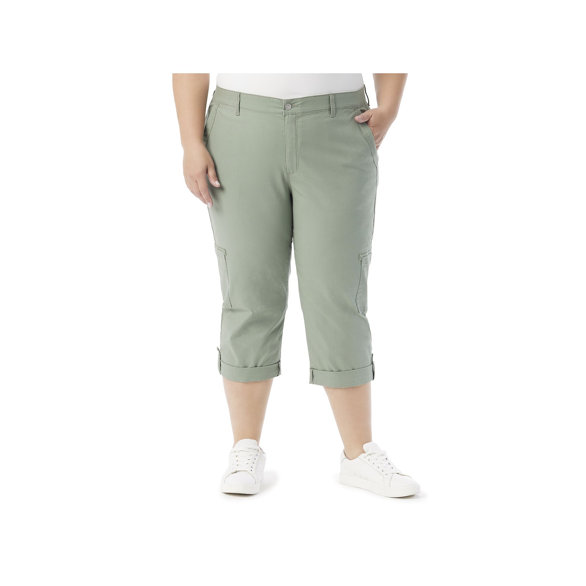 Plus Size Gloria Vanderbilt Cargo Capris, Womens, Size: 18 W, Garden Green