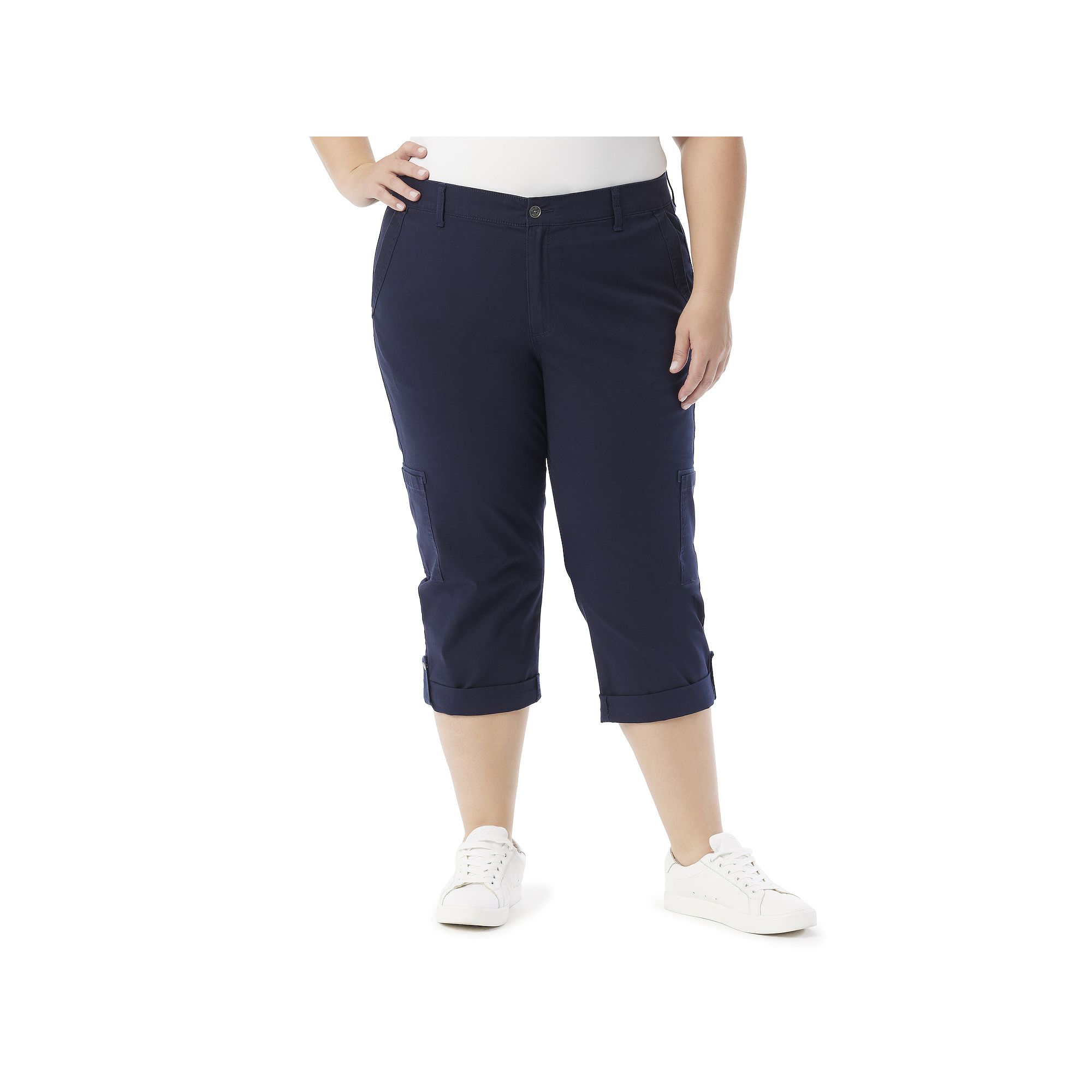 Plus Size Gloria Vanderbilt Cargo Capris, Womens, Size: 18 W, Black Affair