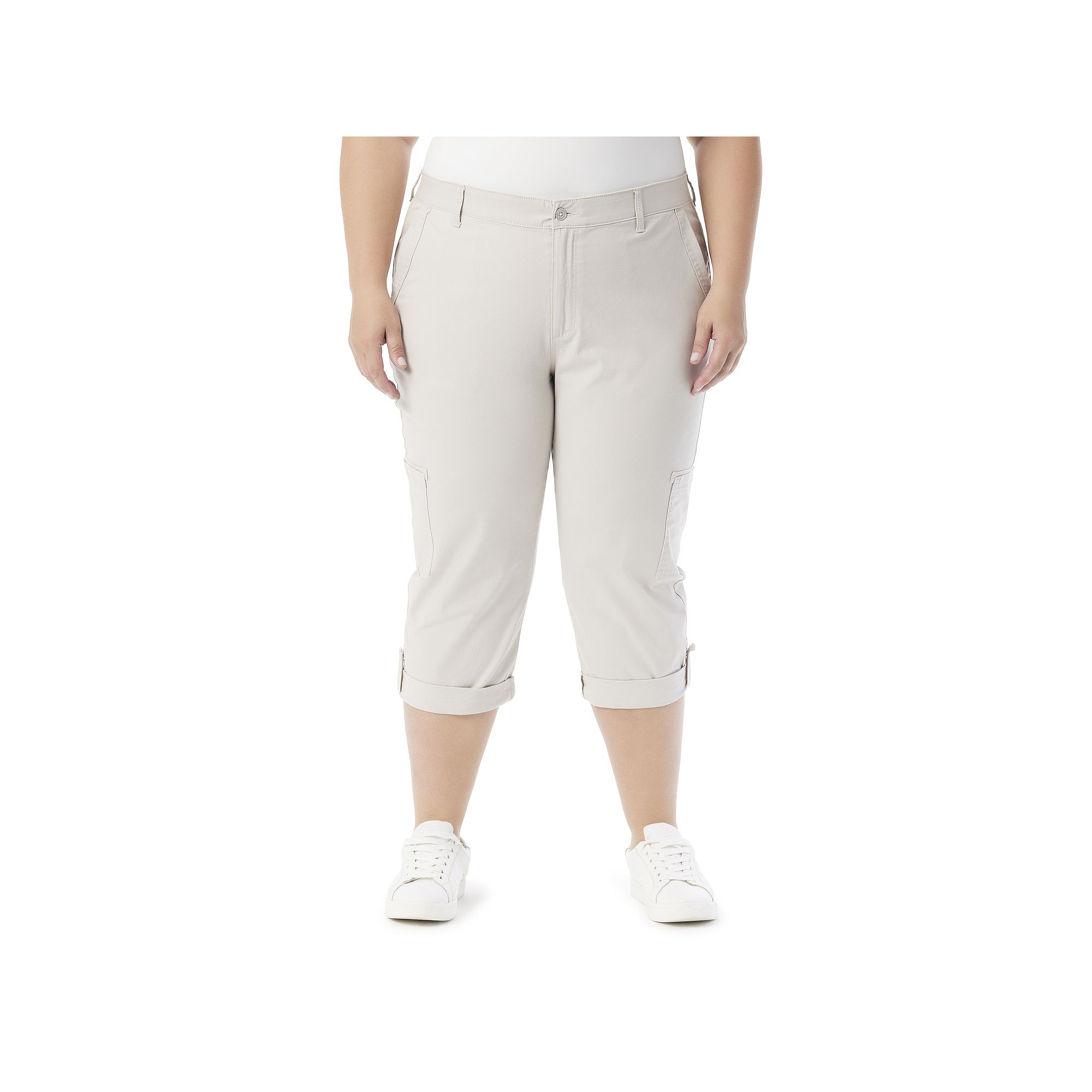 Plus Size Gloria Vanderbilt Cargo Capris, Womens, Size: 18 W, Stonewood