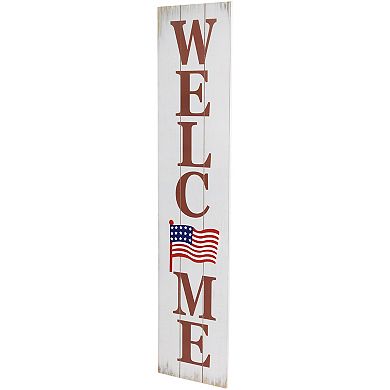 Northlight 36" Welcome USA Flag Americana Wooden Porch Board Sign Decoration