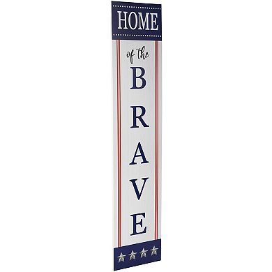 Northlight 36" Home of the Brave Patriotic Wooden Porch Board Sign Decoration