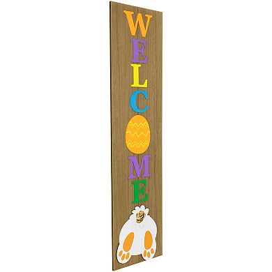 Northlight 39.25" Welcome Wooden Easter Bunny Porch Board Sign Decoration