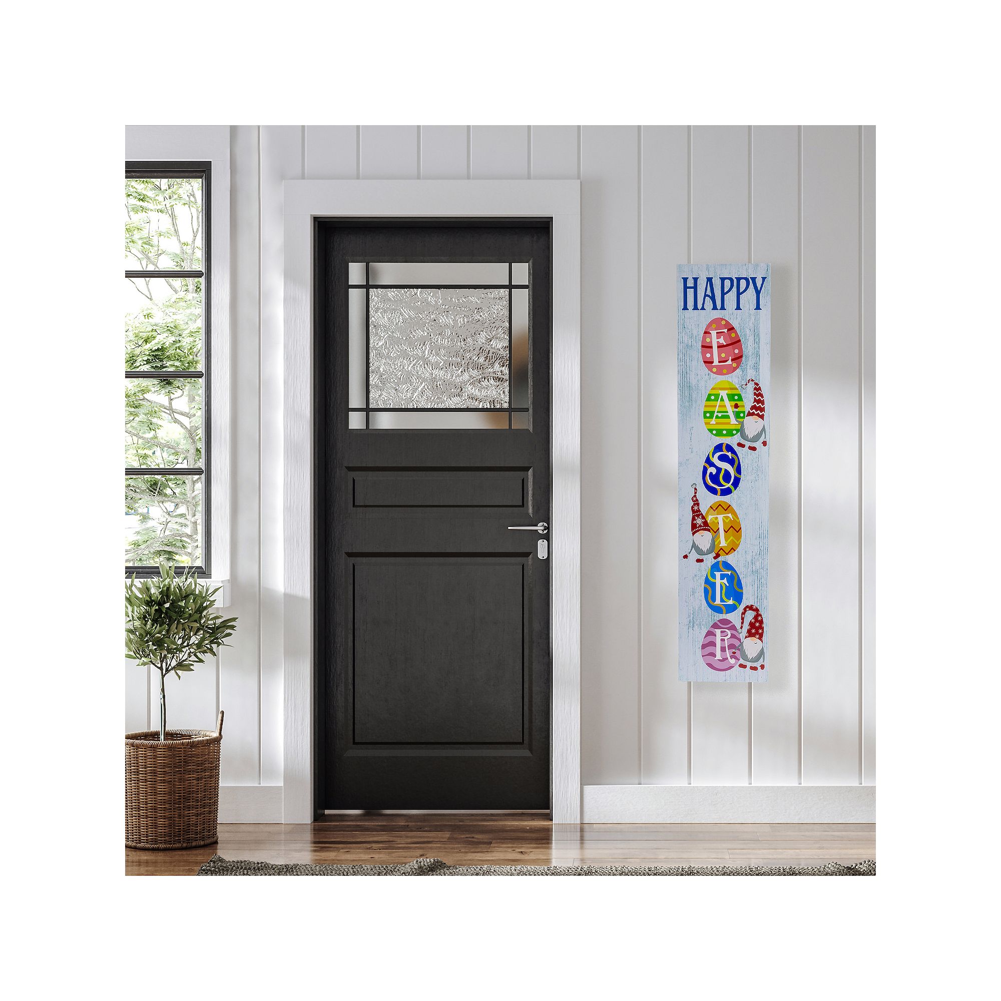 Northlight 35.75 Happy Easter Gnomes and Eggs Spring Porch Board Sign De