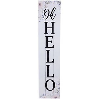 Northlight 36" Floral "Oh Hello" Wooden Porch Board Sign Decoration