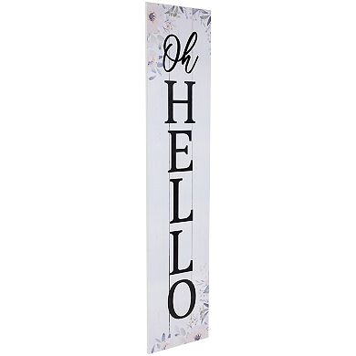 Northlight 36" Floral "Oh Hello" Wooden Porch Board Sign Decoration