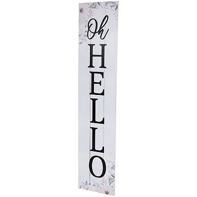 Northlight 36" Floral "Oh Hello" Wooden Porch Board Sign Decoration